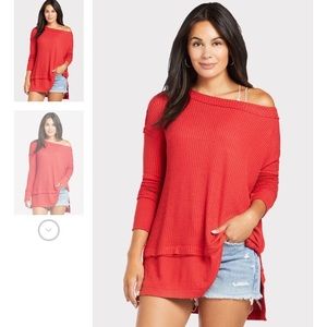 Free people red thermal tunic small